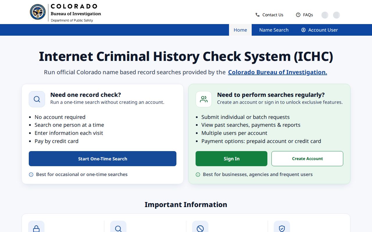 Broomfield County criminal history search through Colorado ICHC
